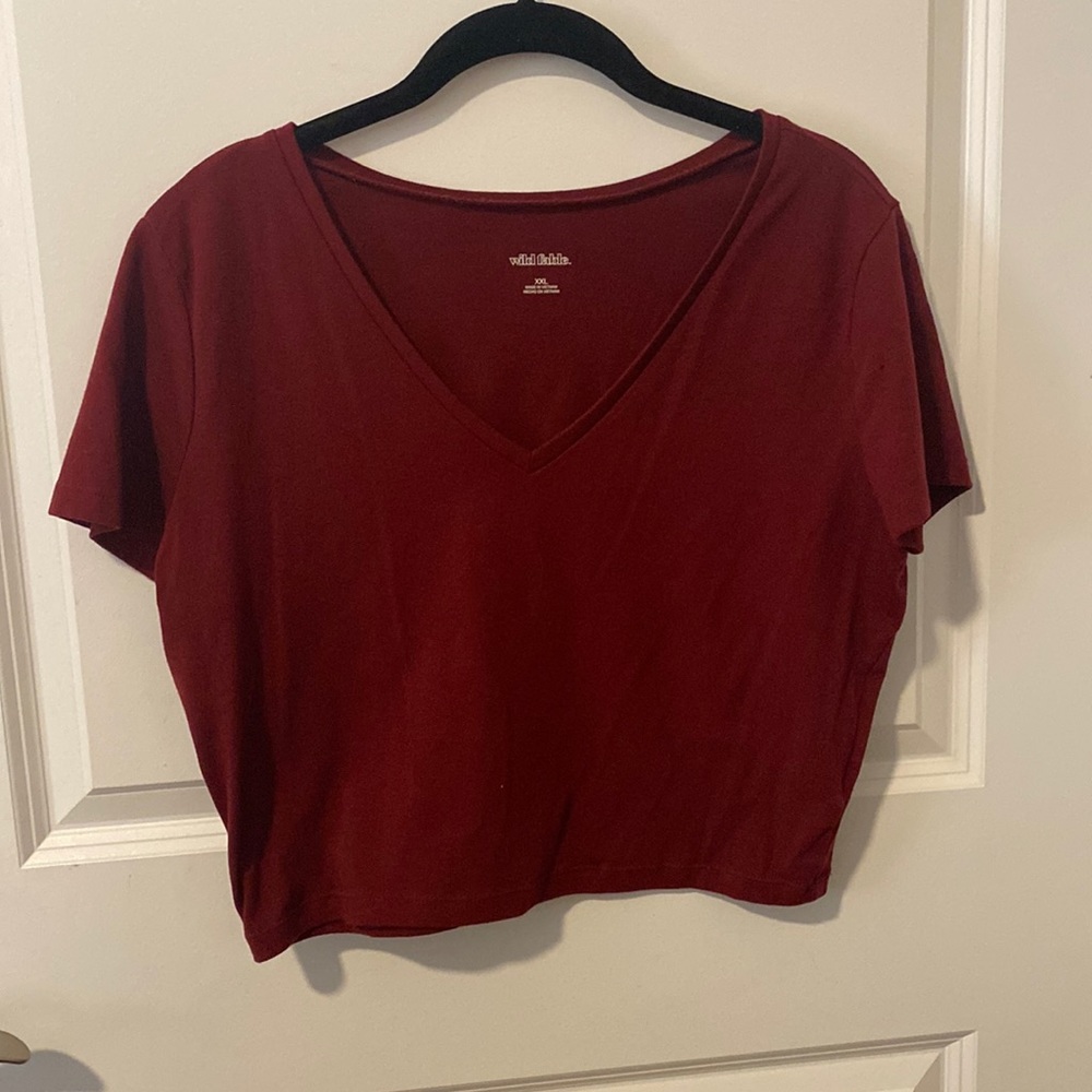 Red v-neck crop top